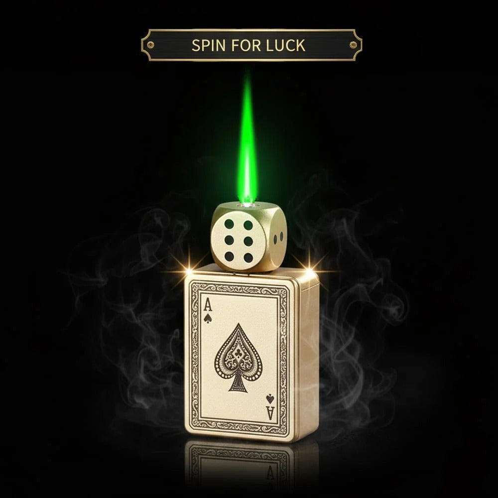(Pack Of 2) CardDice Spinner Green Flame Lighter