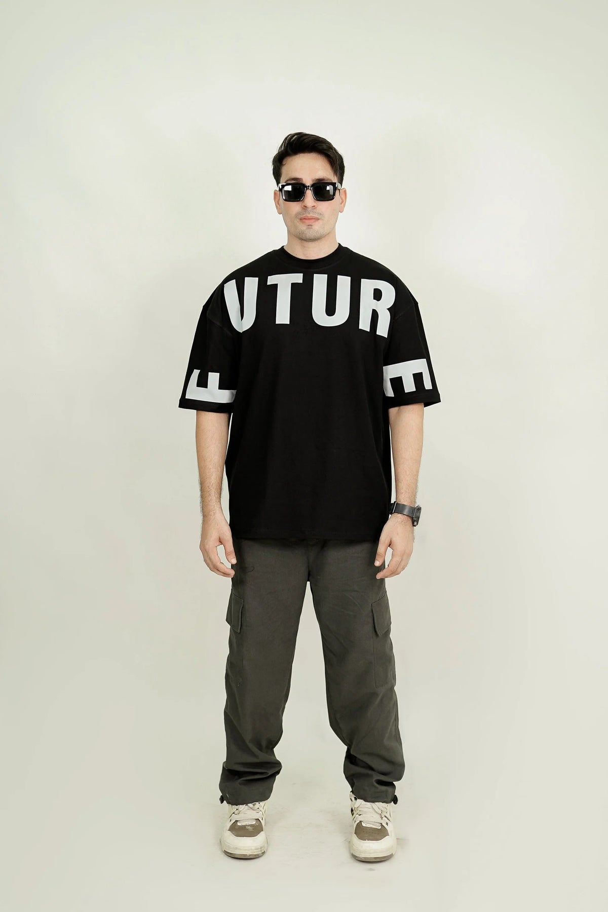 Black Neon Reflector Oversized Tee