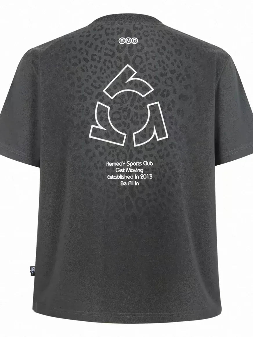 Sweat Reactive Leopard Print T-Shirt - Gray
