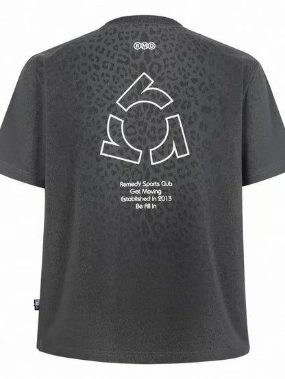 Sweat Reactive Leopard Print T-Shirt - Gray