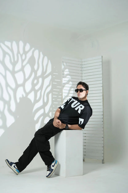 Black Neon Reflector Oversized Tee